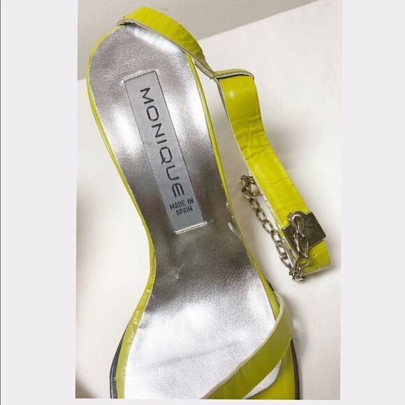 NWOT Monique Luo Made in Spain Lime Green Ankle Strap Sandals 7M - Picture 4 of 6